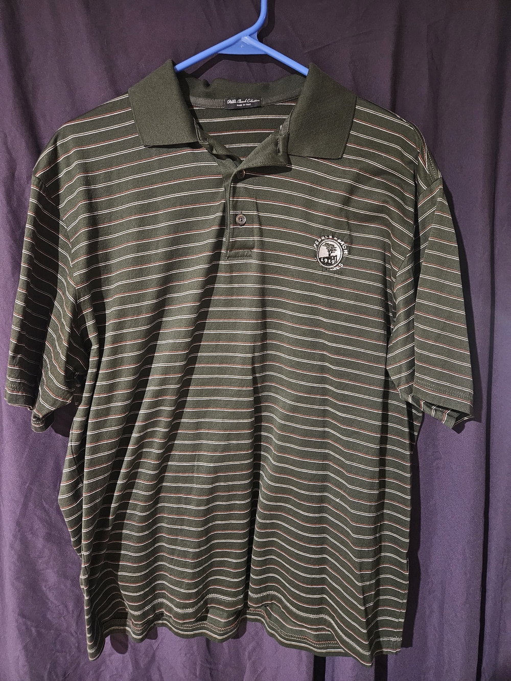Pebble Beach Olive Green Striped Polo